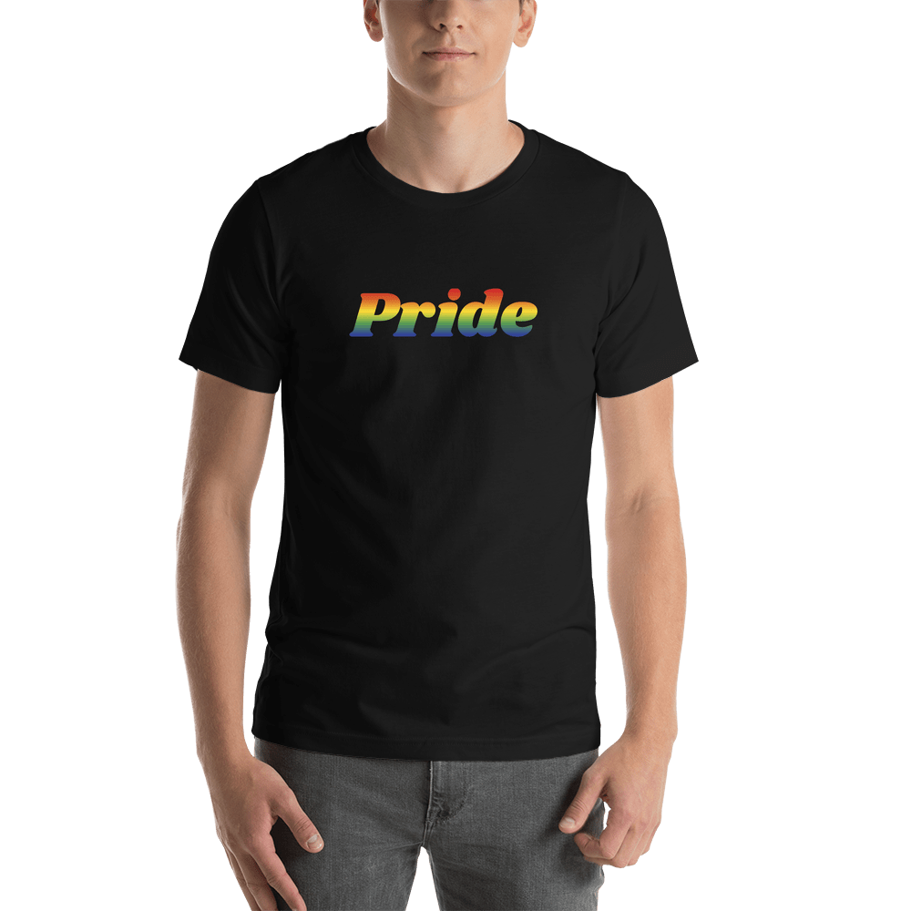 Personalized Rainbow Text T-Shirt - Black - Shirt View