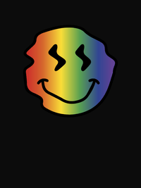 Thumbnail for Personalized Rainbow Wonky Smiley Face T-Shirt - Black - Decorate View