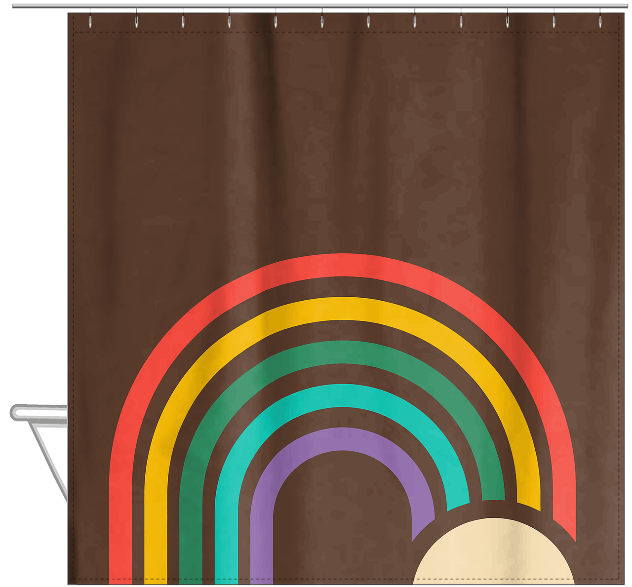 Retro Rainbow Shower Curtain - Hanging View