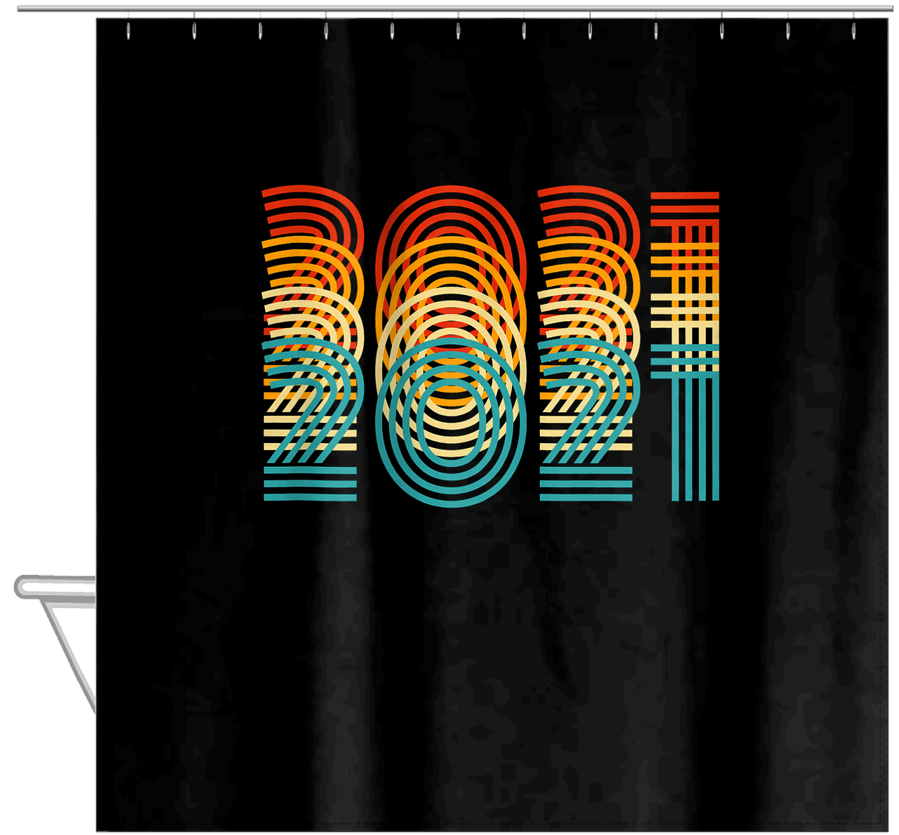 Retro Shower Curtain - 2021 - Hanging View
