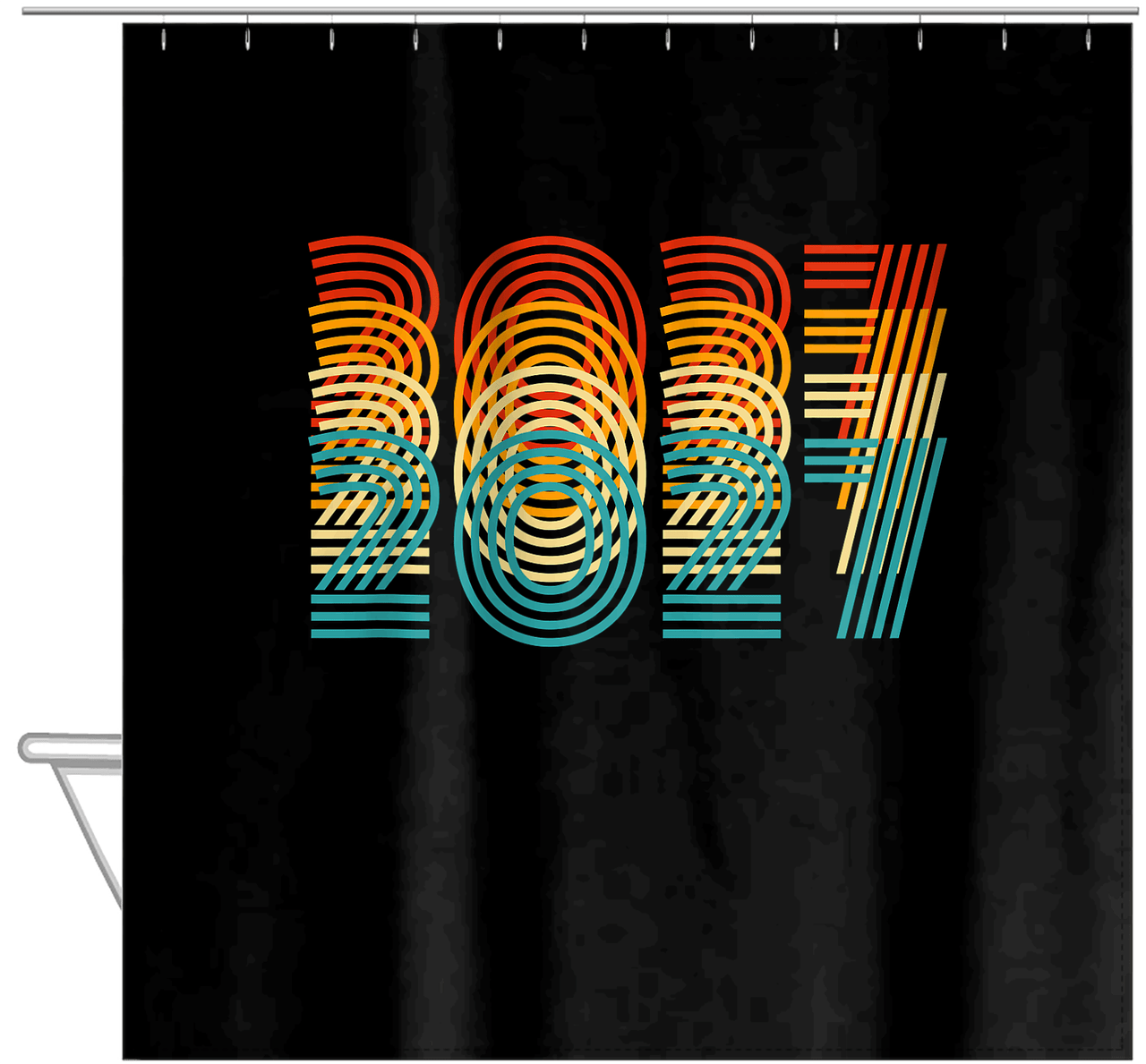 Retro Shower Curtain - 2027 - Hanging View
