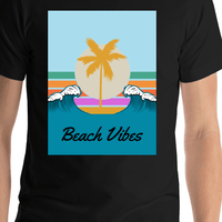 Thumbnail for Personalized Retro T-Shirt - Black - Ocean Wave - Shirt Close-Up View