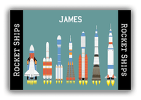 Thumbnail for Personalized Rocket Ships Canvas Wrap & Photo Print VIII - Teal Background - Front View