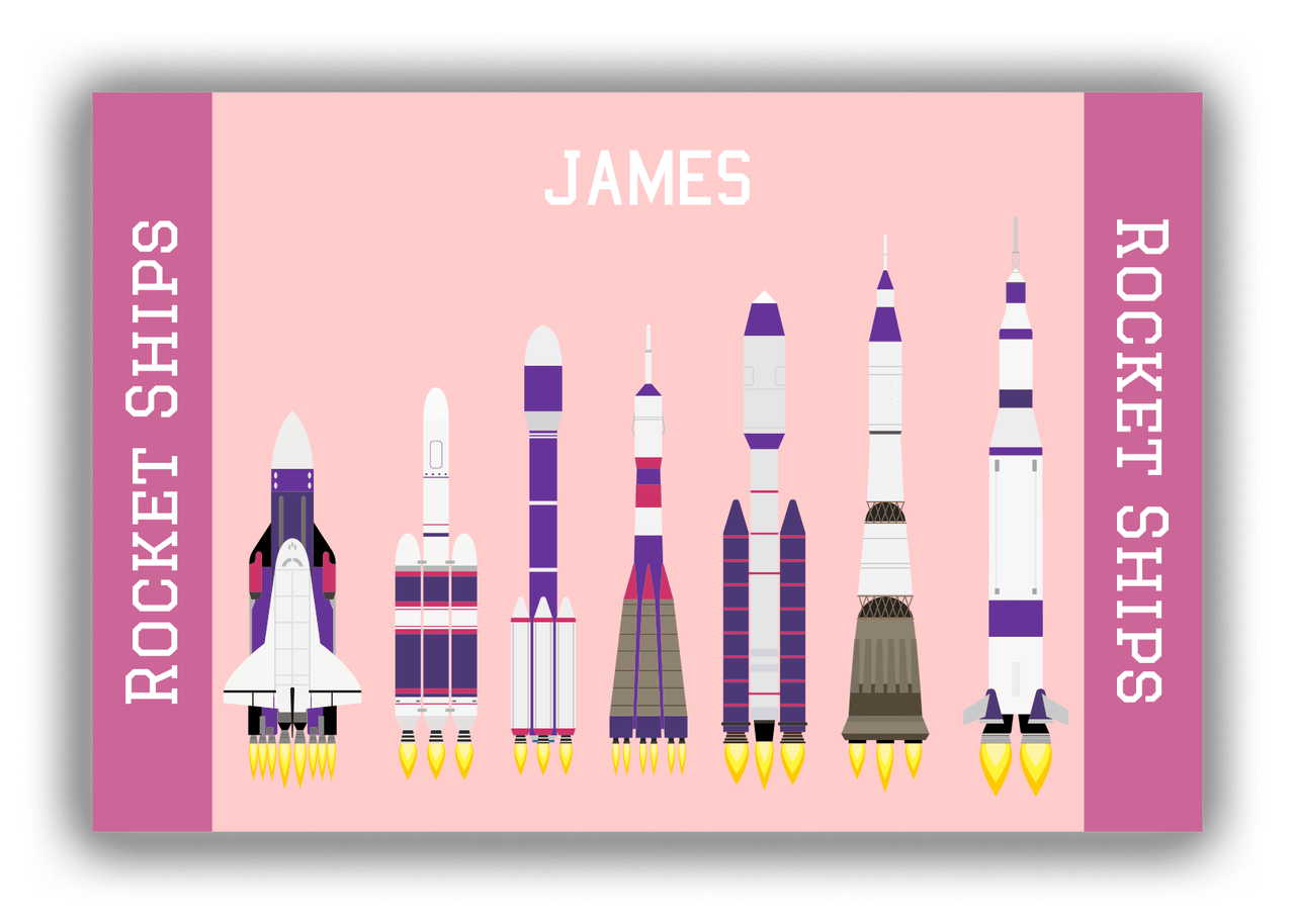 Personalized Rocket Ships Canvas Wrap & Photo Print VIII - Pink Background - Front View
