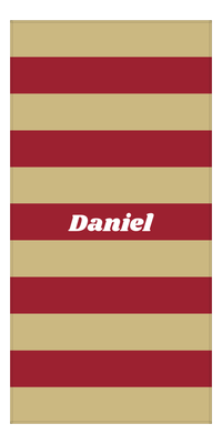 Thumbnail for Personalized Rugby Stripes Beach Towel IV - Red and Gold - Front View