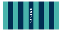 Thumbnail for Personalized Rugby Stripes Beach Towel IV - Horizontal - Blue and Teal - Text Center - Front View