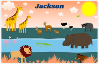 Thumbnail for Personalized Safari / Zoo Placemat VII - Savanna Buddies - Orange Background -  View