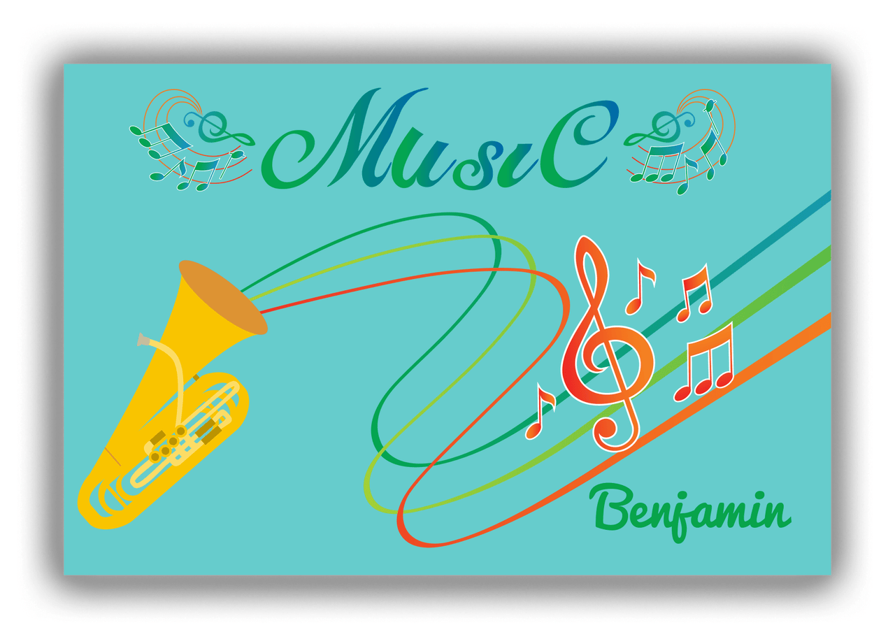 Personalized School Band Canvas Wrap & Photo Print IV - Teal Background - Baritone - Front View