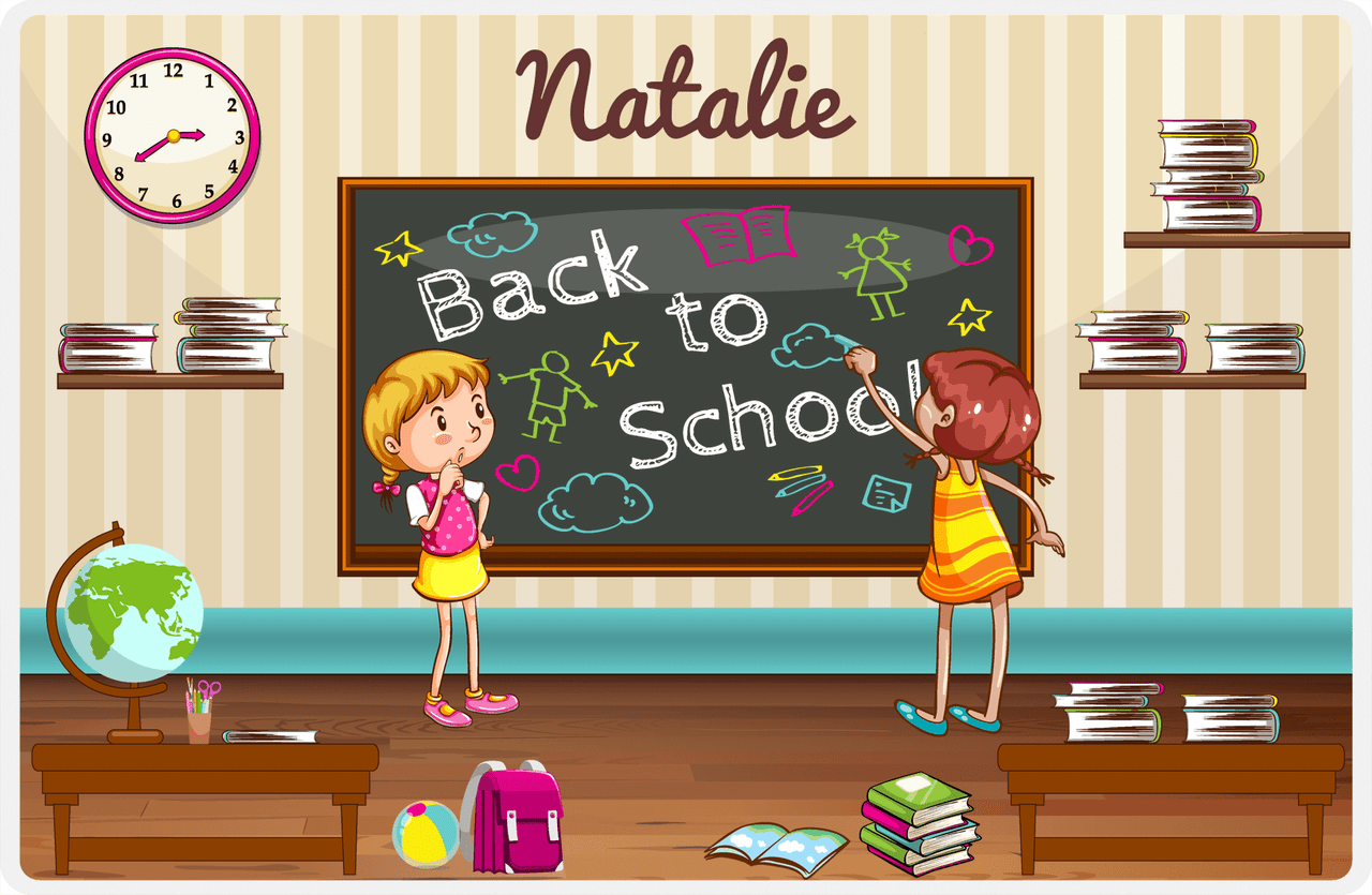 Personalized School Teacher Placemat X - Back to School - Tan Background -  View