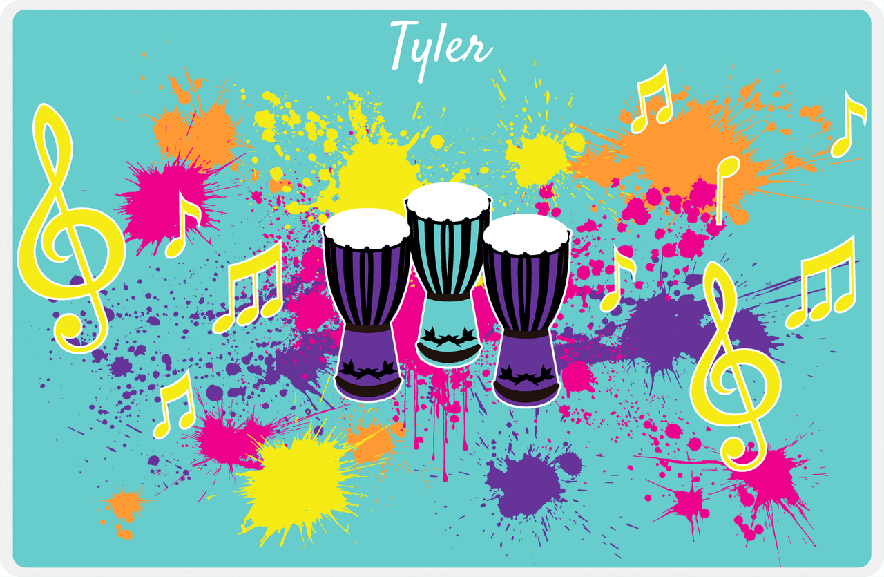 Personalized School Band Placemat XIII - Teal Background - Congas -  View