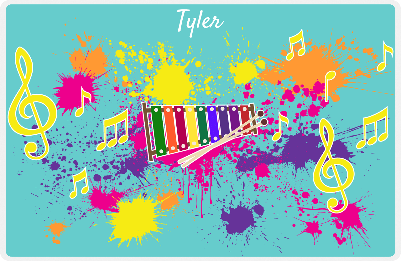 Personalized School Band Placemat XIII - Teal Background - Xylophone -  View