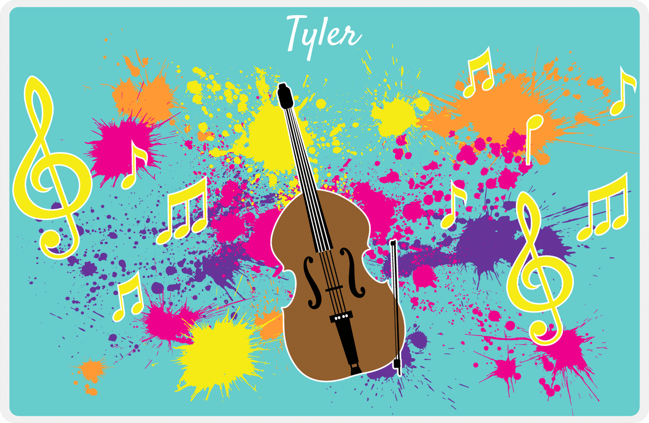 Personalized School Band Placemat XIII - Teal Background - Bass -  View