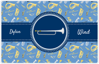 Thumbnail for Personalized School Band Placemat XX - Blue Background - Bugle -  View