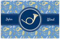 Thumbnail for Personalized School Band Placemat XX - Blue Background - Natural French Horn -  View