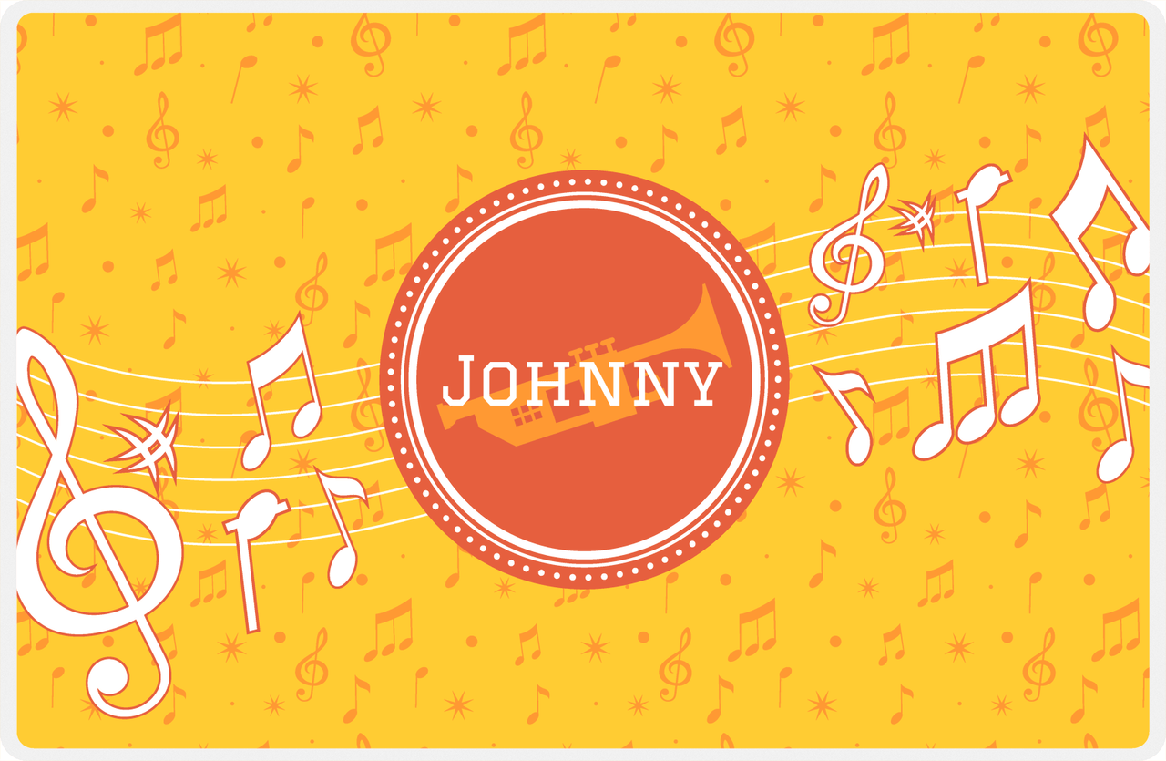 Personalized School Band Placemat XXIII - Yellow Background - Trumpet -  View