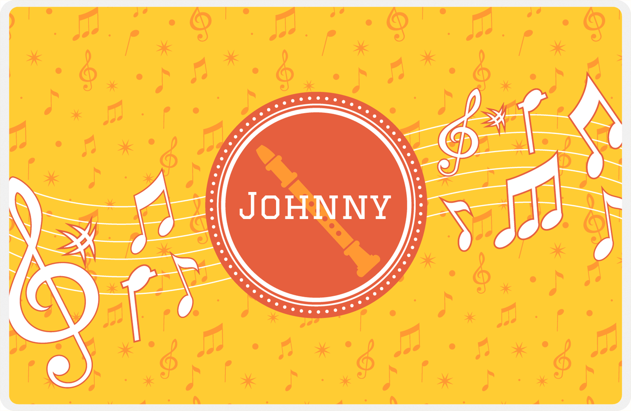 Personalized School Band Placemat XXIII - Yellow Background - Recorder -  View