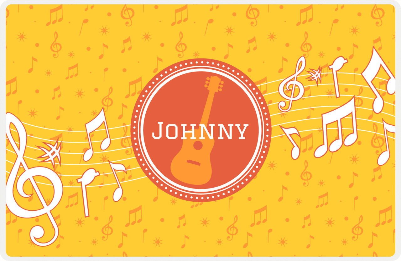 Personalized School Band Placemat XXIII - Yellow Background - Acoustic Guitar -  View