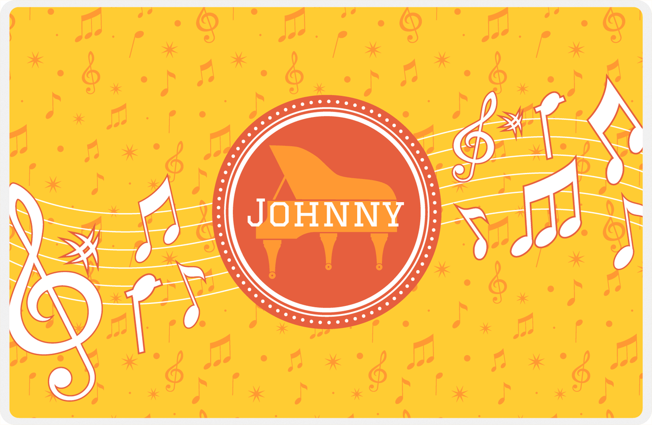 Personalized School Band Placemat XXIII - Yellow Background - Piano -  View