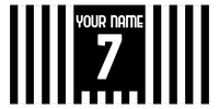 Thumbnail for Personalized Soccer Jersey Number Beach Towel - Italy Black & White Stripes - Front View
