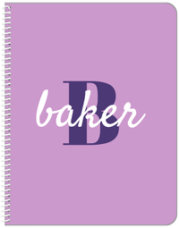 Thumbnail for Personalized Solid Color Notebook - Purple Background - Name Over Initial - Front View