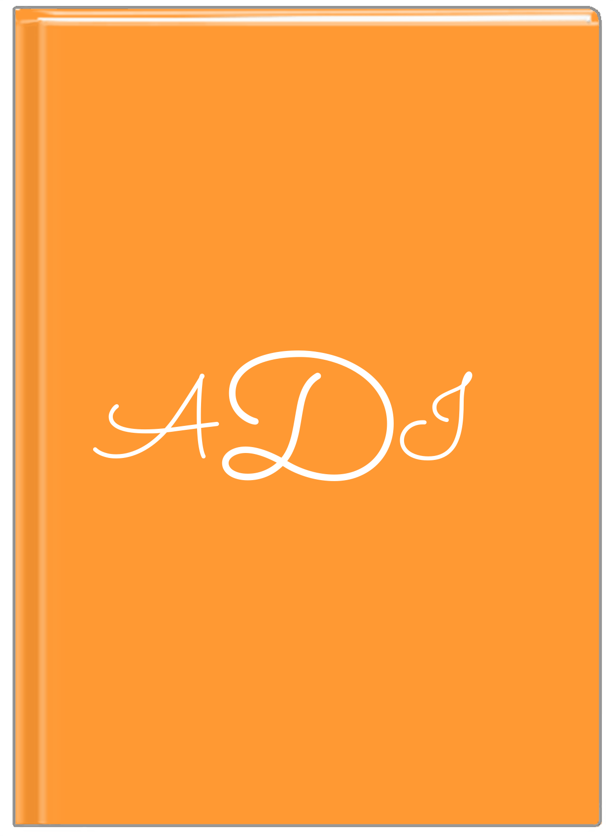 Personalized Solid Color Journal - Orange Background - Monogram - Front View