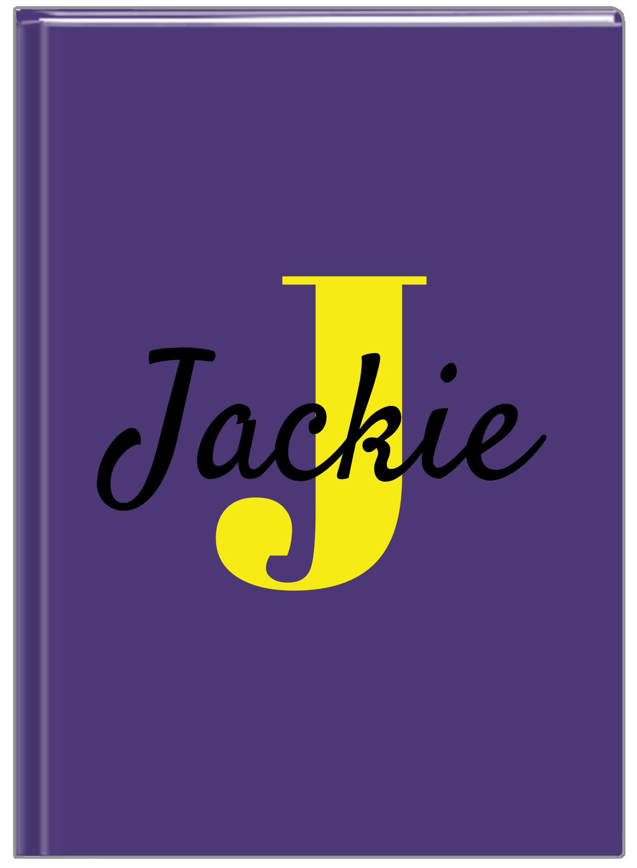 Personalized Solid Color Journal - Purple Background - Name Over Initial - Front View