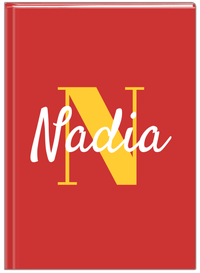 Thumbnail for Personalized Solid Color Journal - Red Background - Name Over Initial - Front View