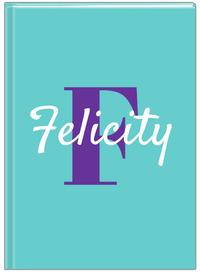 Thumbnail for Personalized Solid Color Journal - Teal Background - Name Over Initial - Front View