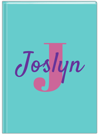 Thumbnail for Personalized Solid Color Journal - Teal Background - Name Over Initial - Front View