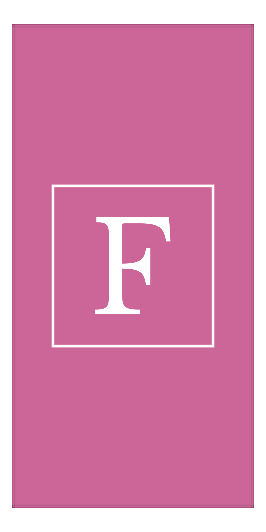 Personalized Solid Color Beach Towel - Vertical - Square - Pink and White - Single Initial - Front View