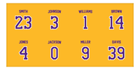 Thumbnail for Personalized Sports Team Beach Towel - Purple & Gold - 8 Names - Front View