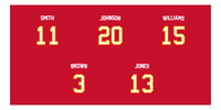 Thumbnail for Personalized Sports Team Beach Towel - Red - 5 Names - Front View