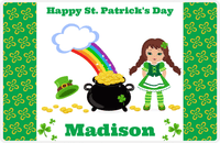 Thumbnail for Personalized St Patrick's Day Placemat II - Rainbow's End - Brunette Girl -  View