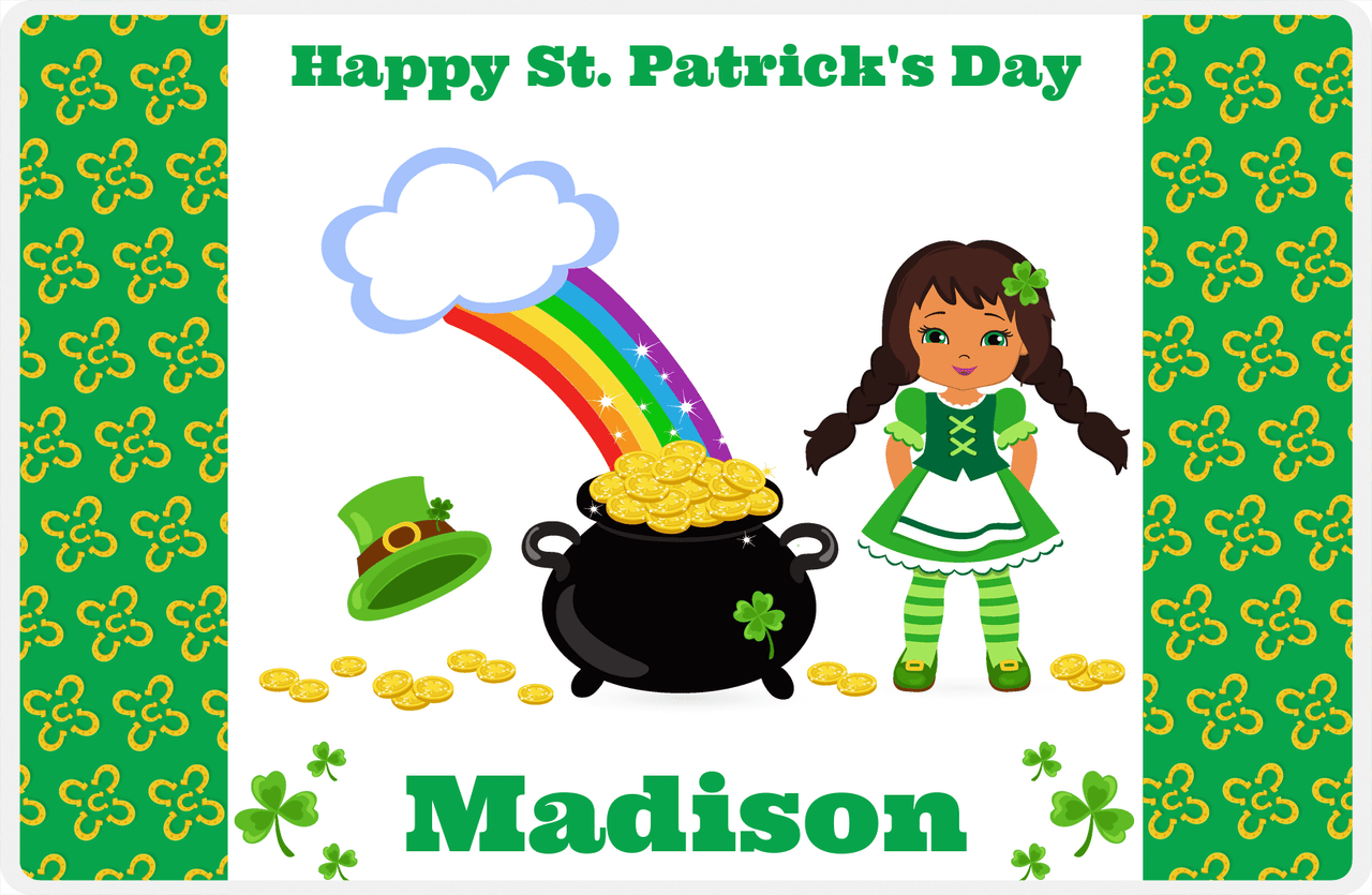 Personalized St Patrick's Day Placemat II - Rainbow's End - Black Girl I -  View