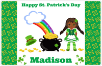 Thumbnail for Personalized St Patrick's Day Placemat II - Rainbow's End - Black Girl II -  View