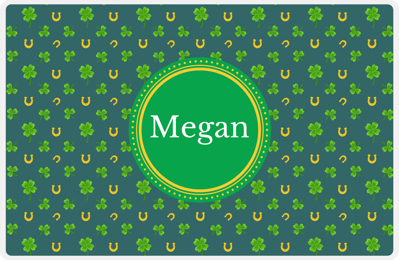 Personalized St Patrick's Day Placemat V - Clover Pattern - Circle Nameplate -  View