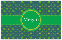 Thumbnail for Personalized St Patrick's Day Placemat V - Clover Pattern - Circle Ribbon Nameplate -  View