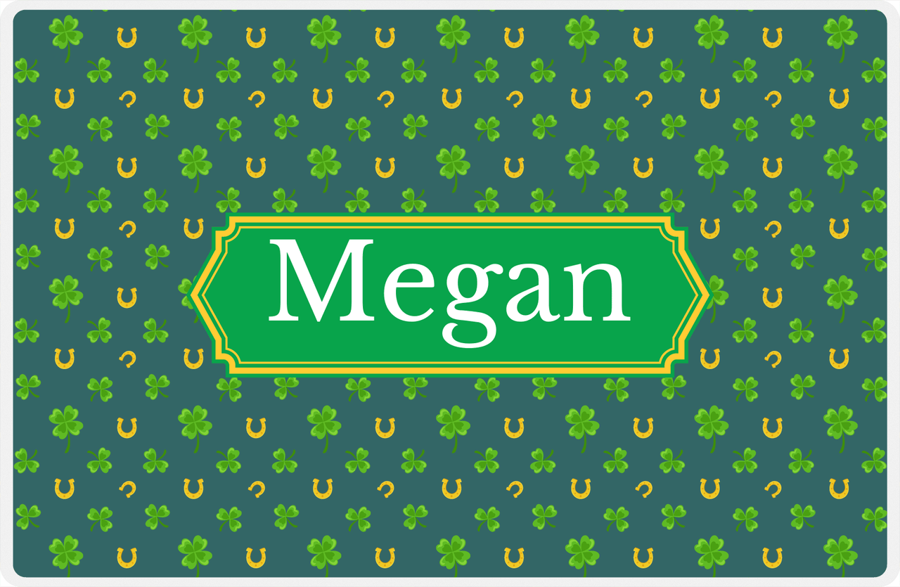 Personalized St Patrick's Day Placemat V - Clover Pattern - Decorative Rectangle Nameplate -  View