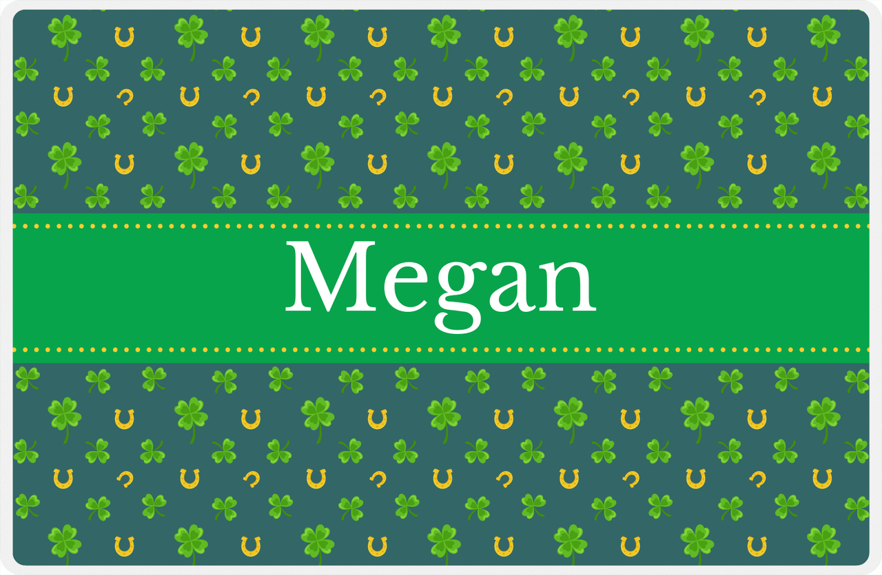 Personalized St Patrick's Day Placemat V - Clover Pattern - Ribbon Nameplate -  View