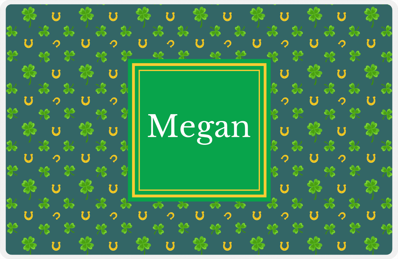 Personalized St Patrick's Day Placemat V - Clover Pattern - Square Nameplate -  View