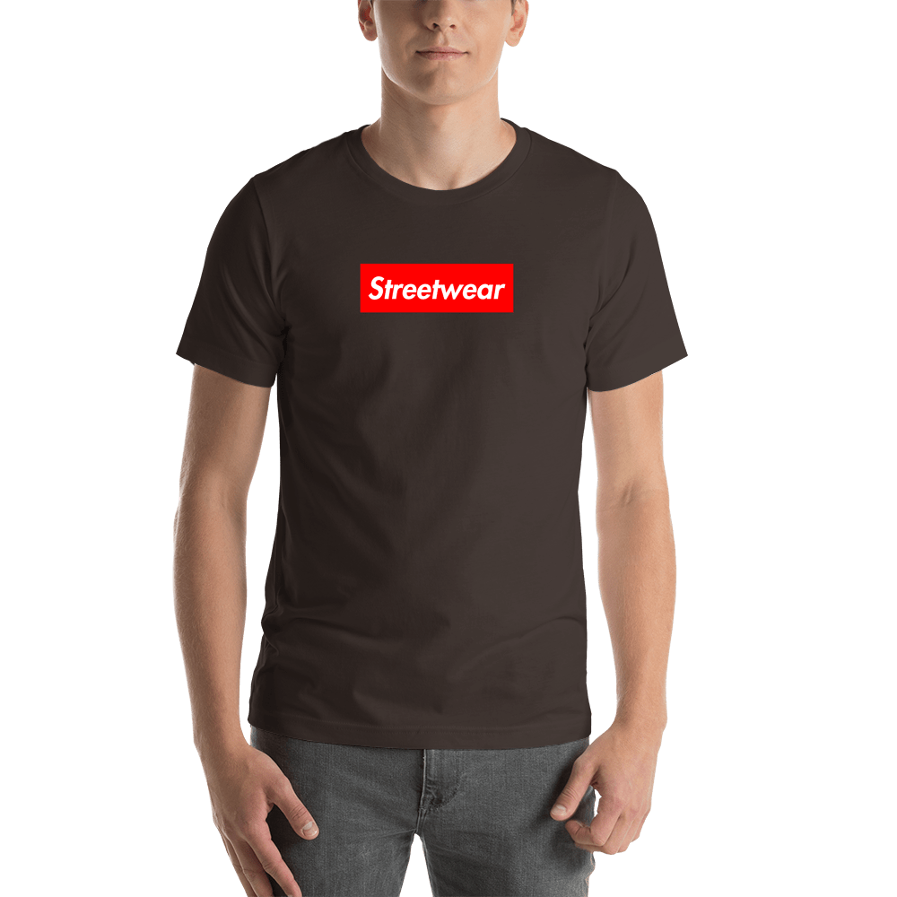 Personalized Streetwear T-Shirt - Brown - Your Custom Text - Shirt View