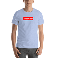 Thumbnail for Personalized Streetwear T-Shirt - Heather Blue - Your Custom Text - Shirt View