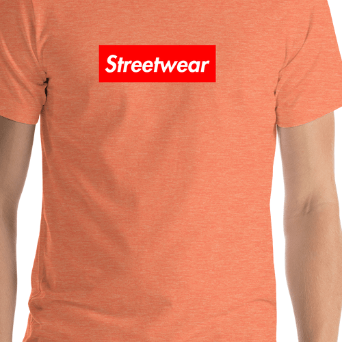 Personalized Streetwear T-Shirt - Heather Orange - Your Custom Text - Shirt Close-Up View