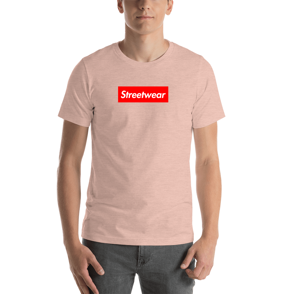 Personalized Streetwear T-Shirt - Heather Prism Peach - Your Custom Text - Shirt View