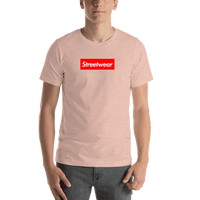 Thumbnail for Personalized Streetwear T-Shirt - Heather Prism Peach - Your Custom Text - Shirt View