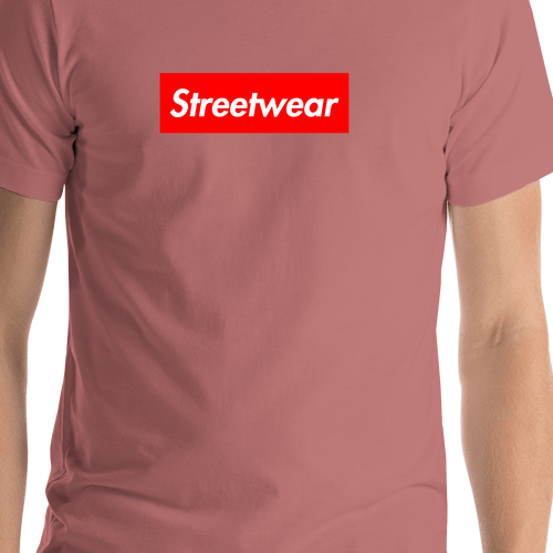 Personalized Streetwear T-Shirt - Mauve - Your Custom Text - Shirt Close-Up View