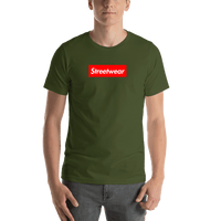 Thumbnail for Personalized Streetwear T-Shirt - Olive Green - Your Custom Text - Shirt View