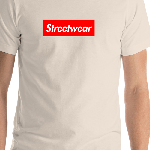 Personalized Streetwear T-Shirt - Soft Cream - Your Custom Text - Shirt Close-Up View