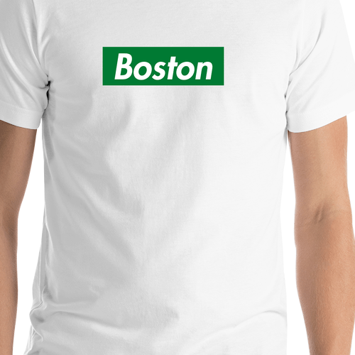 Personalized Streetwear T-Shirt - White - Boston - Shirt Close-Up View