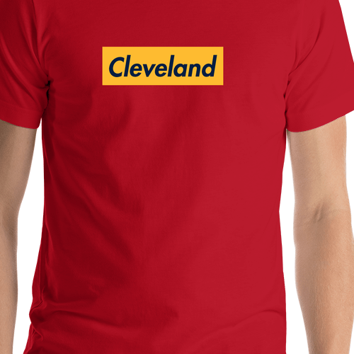 Personalized Streetwear T-Shirt - Red - Cleveland - Shirt Close-Up View